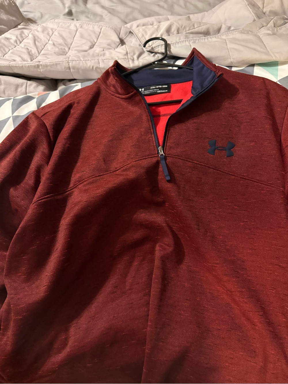 Under Armour Men's Quarter-Zip Performance Pullover - Maroon with Navy Trim